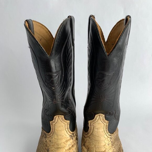 Durango Vintage Python Black Leather Cowboy Boots 9 - Picture 7 of 10